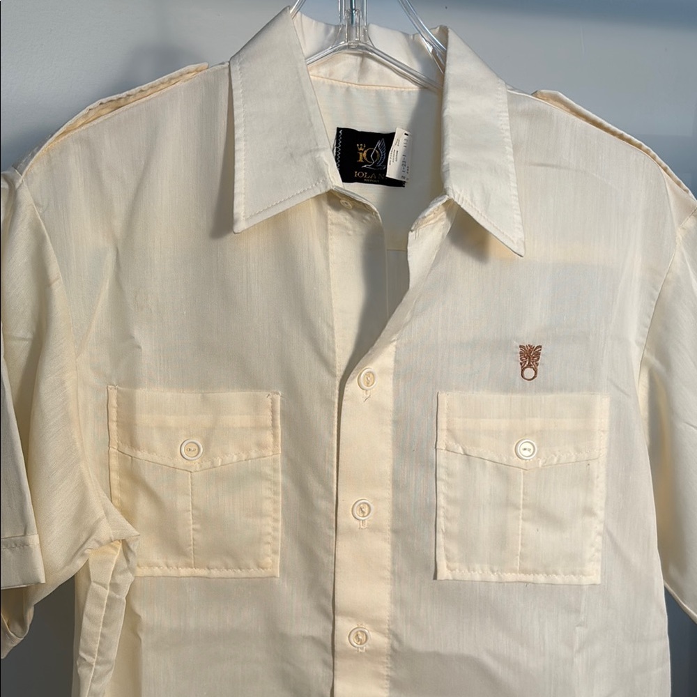 Men's Cream Short Sleeve Shirt - Picture 5 of 6